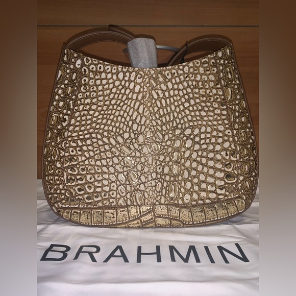 NWT BRAHMIN Small Johanna Shoulder Bag Nutmeg Opulust GOLD One-of-a-Kind - Picture 11 of 12